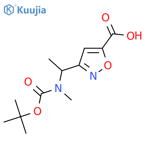 3-(1-{(tert-butoxy)carbonyl(methyl)amino}ethyl)-1,2-oxazole-5-carboxylic acid structure