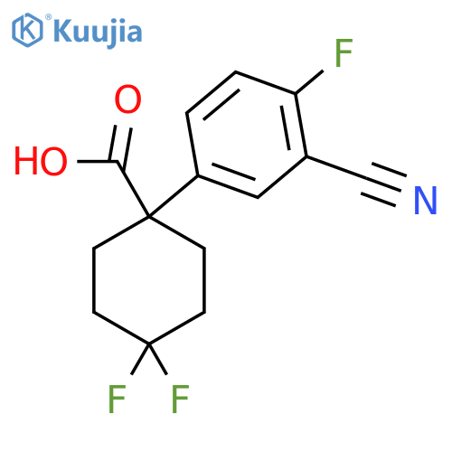 1-(3-Cyano-4-fluorophenyl)-4,4-difluorocyclohexane-1-carboxylic acid structure