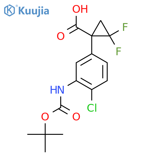 1-(3-{(tert-butoxy)carbonylamino}-4-chlorophenyl)-2,2-difluorocyclopropane-1-carboxylic acid structure