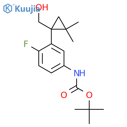 tert-butyl N-{4-fluoro-3-1-(hydroxymethyl)-2,2-dimethylcyclopropylphenyl}carbamate structure