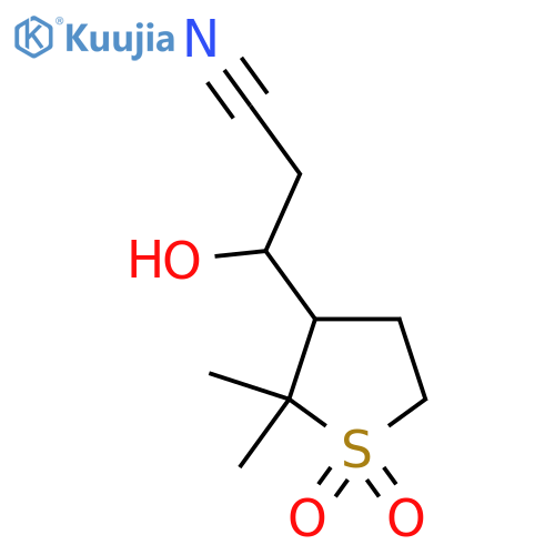 3-(2,2-dimethyl-1,1-dioxo-1lambda6-thiolan-3-yl)-3-hydroxypropanenitrile structure