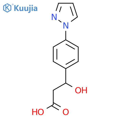 3-hydroxy-3-4-(1H-pyrazol-1-yl)phenylpropanoic acid structure
