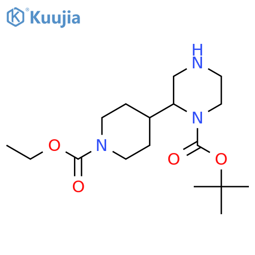 tert-butyl 2-1-(ethoxycarbonyl)piperidin-4-ylpiperazine-1-carboxylate structure