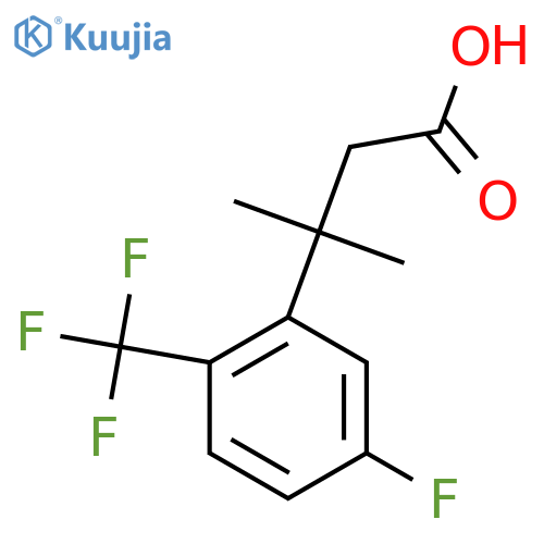 3-5-fluoro-2-(trifluoromethyl)phenyl-3-methylbutanoic acid structure