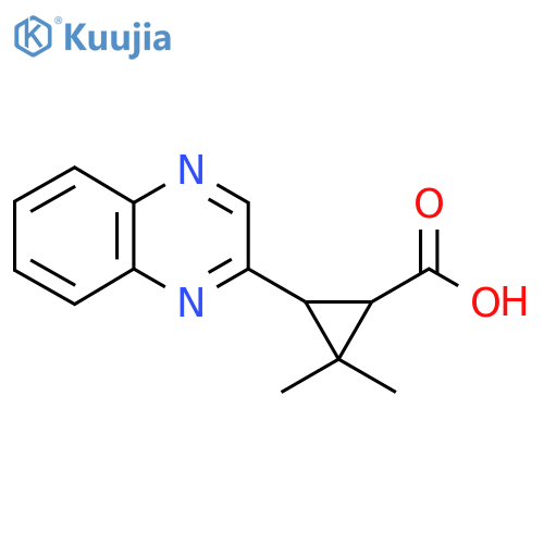 2,2-dimethyl-3-(quinoxalin-2-yl)cyclopropane-1-carboxylic acid structure