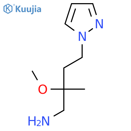 2-methoxy-2-methyl-4-(1H-pyrazol-1-yl)butan-1-amine structure