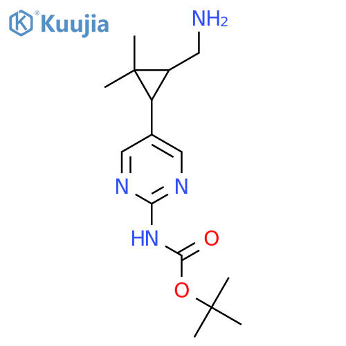 tert-butyl N-{5-3-(aminomethyl)-2,2-dimethylcyclopropylpyrimidin-2-yl}carbamate structure