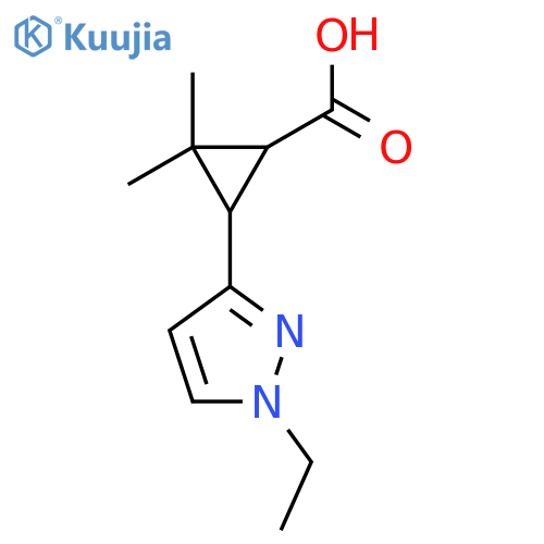 3-(1-ethyl-1H-pyrazol-3-yl)-2,2-dimethylcyclopropane-1-carboxylic acid structure