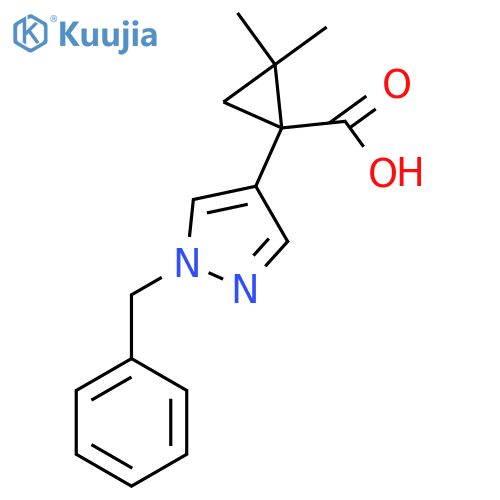 1-(1-benzyl-1H-pyrazol-4-yl)-2,2-dimethylcyclopropane-1-carboxylic acid structure