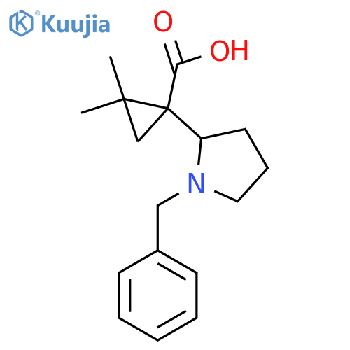 1-(1-benzylpyrrolidin-2-yl)-2,2-dimethylcyclopropane-1-carboxylic acid structure