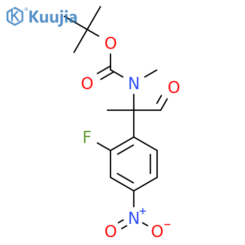 tert-butyl N-2-(2-fluoro-4-nitrophenyl)-1-oxopropan-2-yl-N-methylcarbamate structure