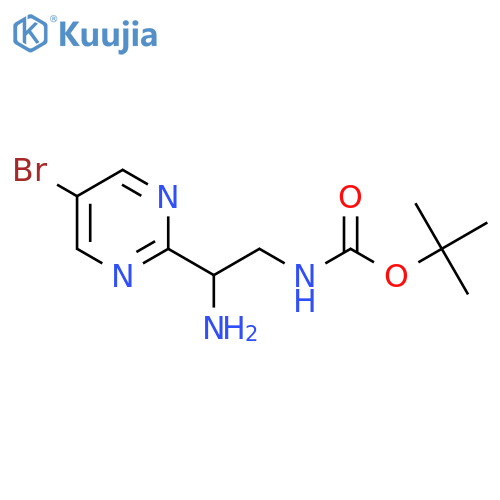 tert-butyl N-2-amino-2-(5-bromopyrimidin-2-yl)ethylcarbamate structure