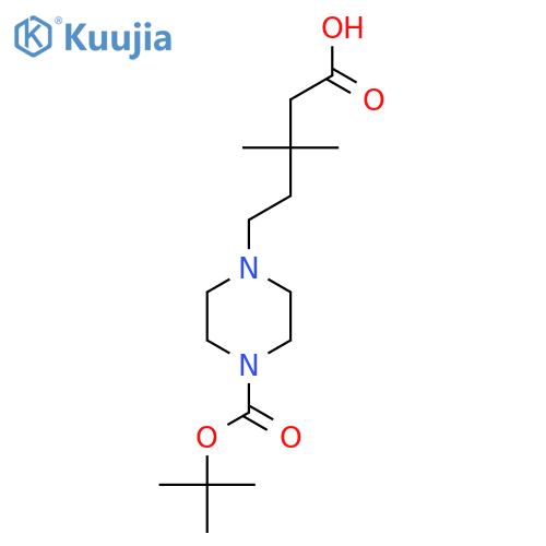 5-{4-(tert-butoxy)carbonylpiperazin-1-yl}-3,3-dimethylpentanoic acid structure