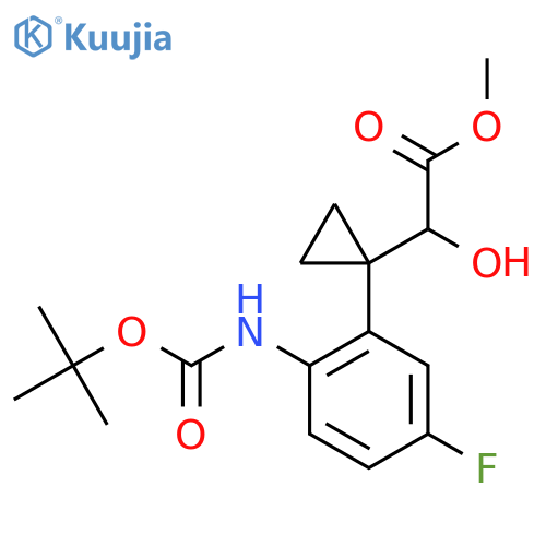 methyl 2-1-(2-{(tert-butoxy)carbonylamino}-5-fluorophenyl)cyclopropyl-2-hydroxyacetate structure