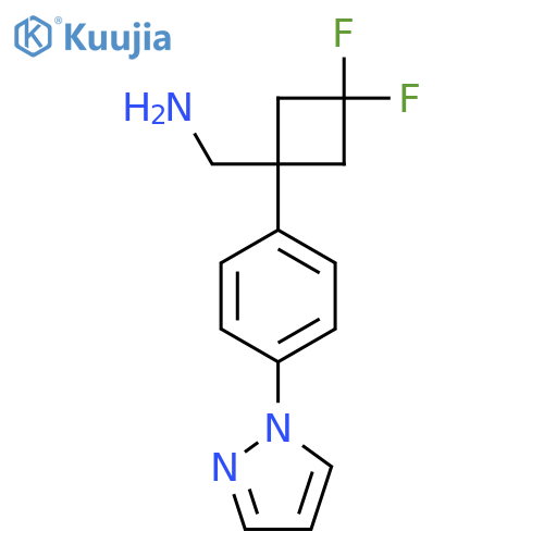 {3,3-difluoro-1-4-(1H-pyrazol-1-yl)phenylcyclobutyl}methanamine structure