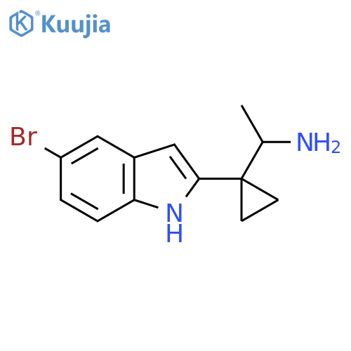 1-1-(5-bromo-1H-indol-2-yl)cyclopropylethan-1-amine structure
