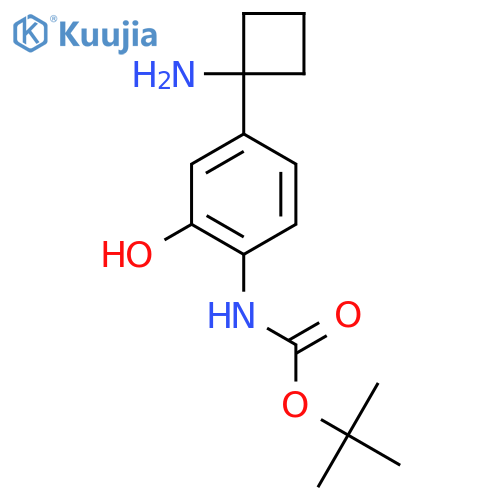 tert-butyl N-4-(1-aminocyclobutyl)-2-hydroxyphenylcarbamate structure