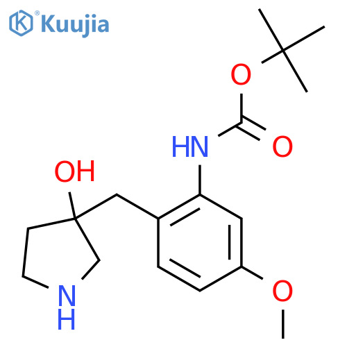 tert-butyl N-{2-(3-hydroxypyrrolidin-3-yl)methyl-5-methoxyphenyl}carbamate structure