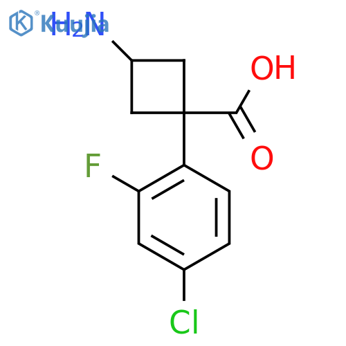 3-Amino-1-(4-chloro-2-fluorophenyl)cyclobutane-1-carboxylic acid structure