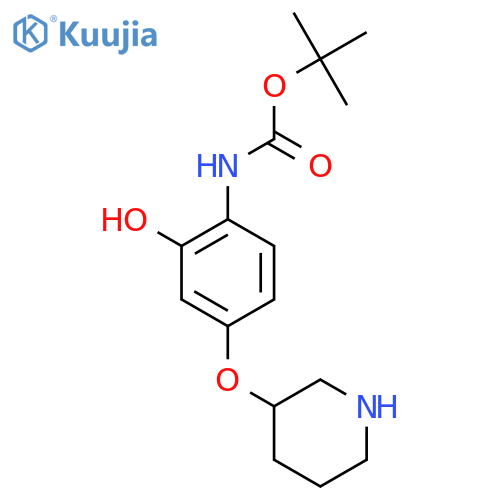 tert-butyl N-2-hydroxy-4-(piperidin-3-yloxy)phenylcarbamate structure