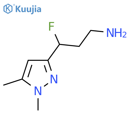 3-(1,5-dimethyl-1H-pyrazol-3-yl)-3-fluoropropan-1-amine structure