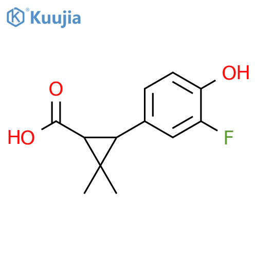 3-(3-fluoro-4-hydroxyphenyl)-2,2-dimethylcyclopropane-1-carboxylic acid structure
