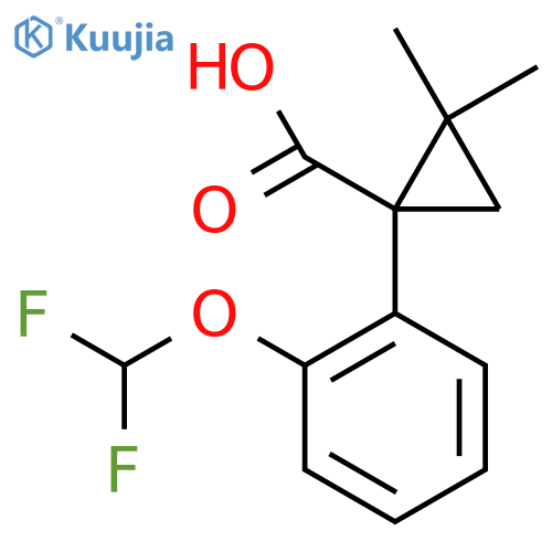 1-2-(difluoromethoxy)phenyl-2,2-dimethylcyclopropane-1-carboxylic acid structure
