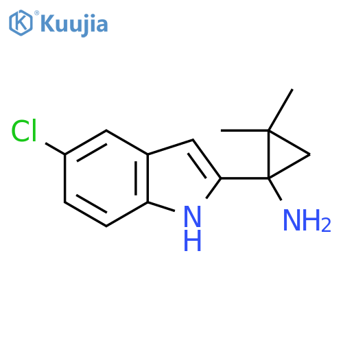 1-(5-chloro-1H-indol-2-yl)-2,2-dimethylcyclopropan-1-amine structure