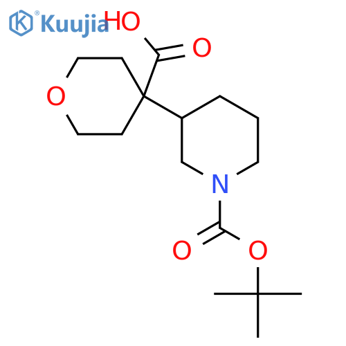 4-{1-(tert-butoxy)carbonylpiperidin-3-yl}oxane-4-carboxylic acid structure