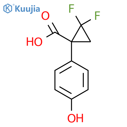 2,2-difluoro-1-(4-hydroxyphenyl)cyclopropane-1-carboxylic acid structure