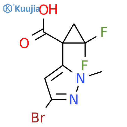1-(3-bromo-1-methyl-1H-pyrazol-5-yl)-2,2-difluorocyclopropane-1-carboxylic acid structure