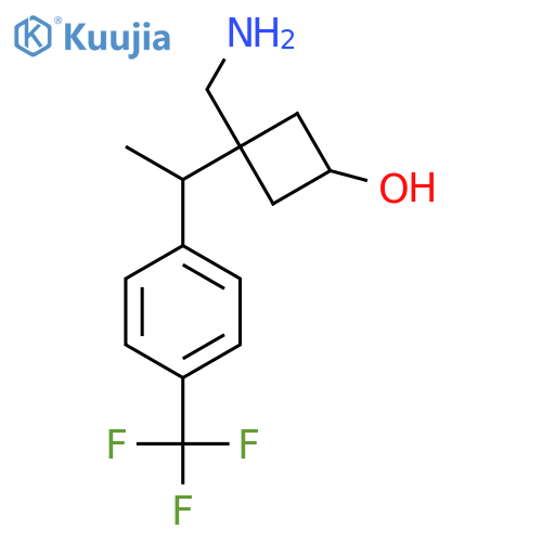 3-(aminomethyl)-3-{1-4-(trifluoromethyl)phenylethyl}cyclobutan-1-ol structure