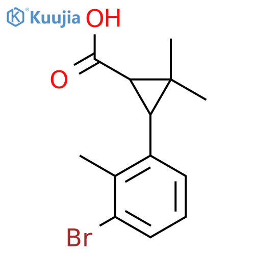 3-(3-bromo-2-methylphenyl)-2,2-dimethylcyclopropane-1-carboxylic acid structure