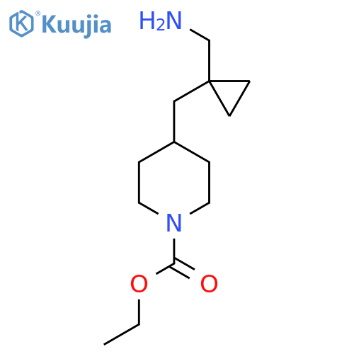 ethyl 4-{1-(aminomethyl)cyclopropylmethyl}piperidine-1-carboxylate structure