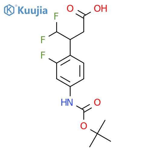 3-(4-{(tert-butoxy)carbonylamino}-2-fluorophenyl)-4,4-difluorobutanoic acid structure