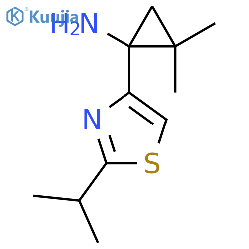 2,2-dimethyl-1-2-(propan-2-yl)-1,3-thiazol-4-ylcyclopropan-1-amine structure