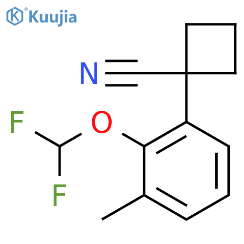1-2-(difluoromethoxy)-3-methylphenylcyclobutane-1-carbonitrile structure