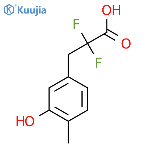 2,2-difluoro-3-(3-hydroxy-4-methylphenyl)propanoic acid structure