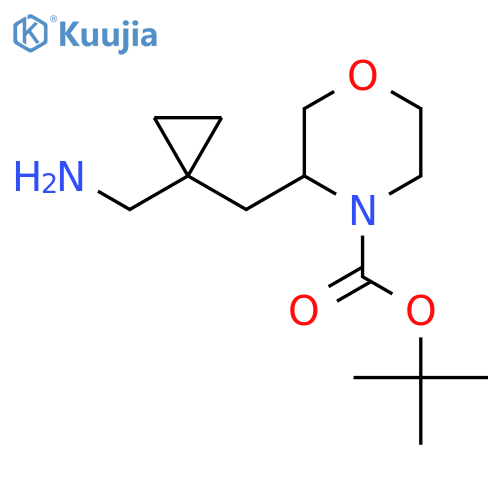 tert-butyl 3-{1-(aminomethyl)cyclopropylmethyl}morpholine-4-carboxylate structure