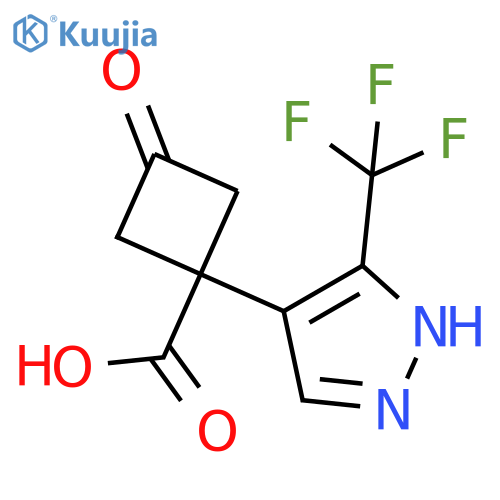 3-oxo-1-3-(trifluoromethyl)-1H-pyrazol-4-ylcyclobutane-1-carboxylic acid structure