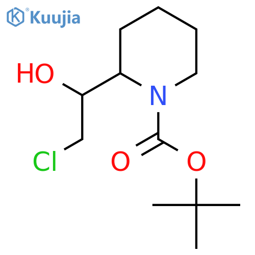 tert-butyl 2-(2-chloro-1-hydroxyethyl)piperidine-1-carboxylate structure
