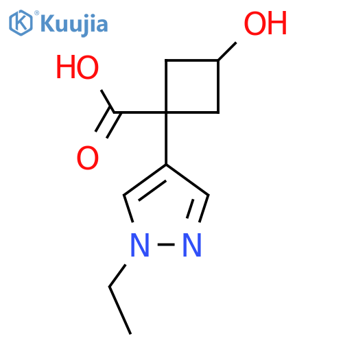1-(1-ethyl-1H-pyrazol-4-yl)-3-hydroxycyclobutane-1-carboxylic acid structure