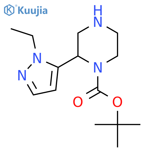 tert-butyl 2-(1-ethyl-1H-pyrazol-5-yl)piperazine-1-carboxylate structure