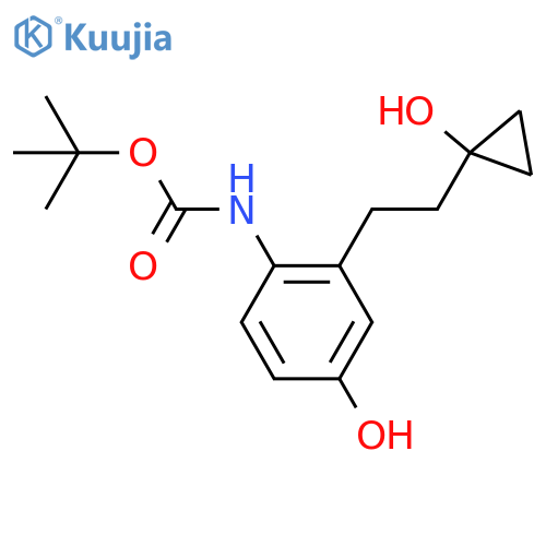 tert-butyl N-{4-hydroxy-2-2-(1-hydroxycyclopropyl)ethylphenyl}carbamate structure