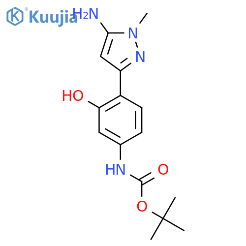 tert-butyl N-4-(5-amino-1-methyl-1H-pyrazol-3-yl)-3-hydroxyphenylcarbamate structure