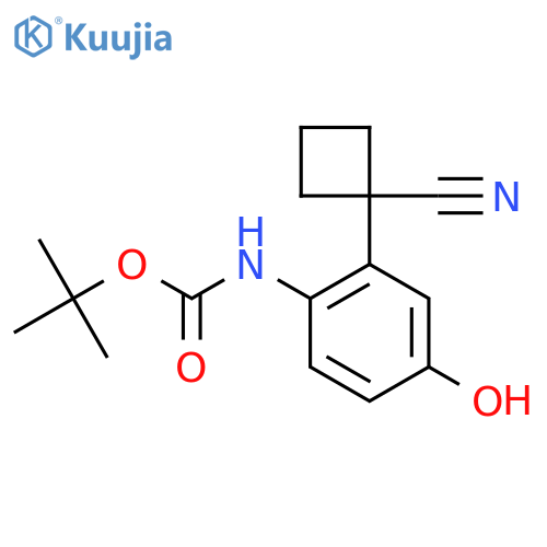 tert-butyl N-2-(1-cyanocyclobutyl)-4-hydroxyphenylcarbamate structure