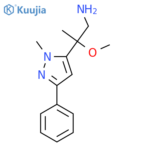 2-methoxy-2-(1-methyl-3-phenyl-1H-pyrazol-5-yl)propan-1-amine structure