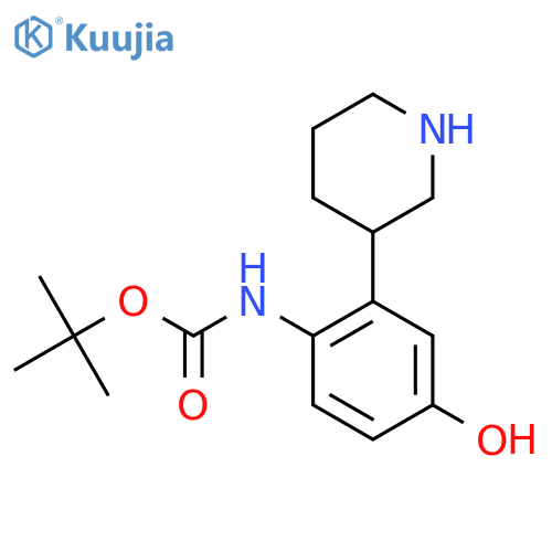 tert-butyl N-4-hydroxy-2-(piperidin-3-yl)phenylcarbamate structure