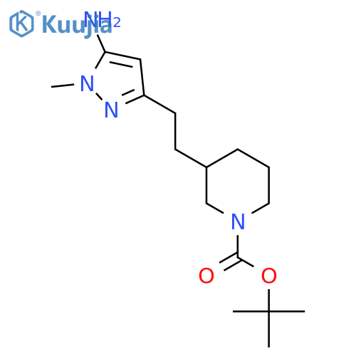 tert-butyl 3-2-(5-amino-1-methyl-1H-pyrazol-3-yl)ethylpiperidine-1-carboxylate structure