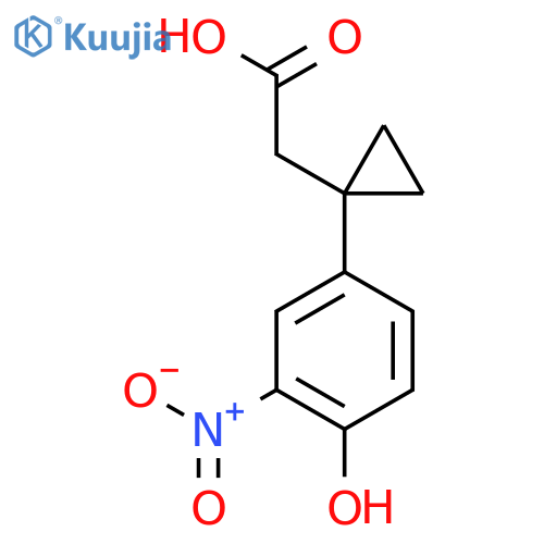 2-1-(4-hydroxy-3-nitrophenyl)cyclopropylacetic acid structure